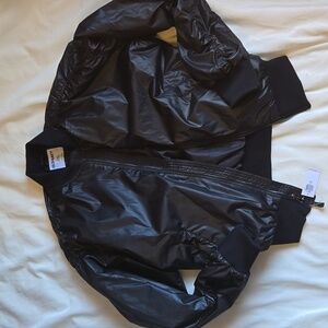 Old Navy NWT size s tall black bomber jacket with ruched detail